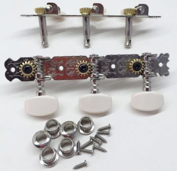 Sliver Ntev Peb txoj hauj lwm Round Head Kem Tuning Pegs